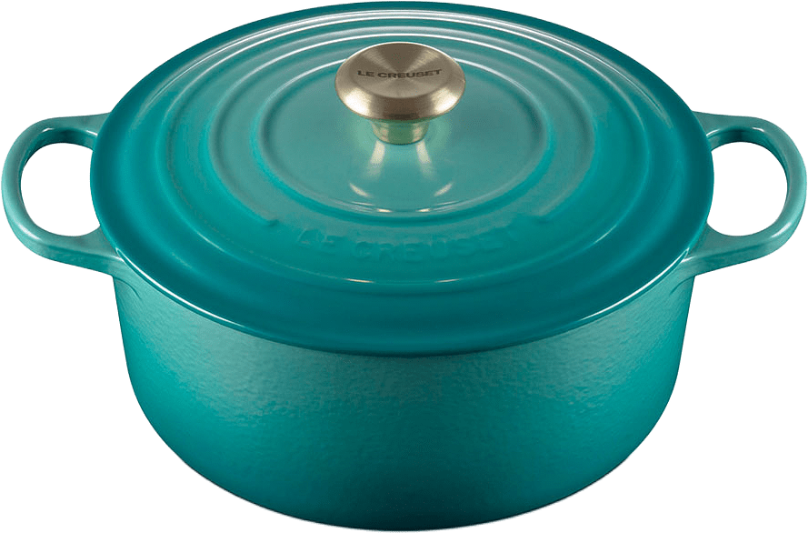 Signature gjutjärn rund gryta 26cm Bleu Riviera, från Le Creuset, i färgen Bleu Riviera.