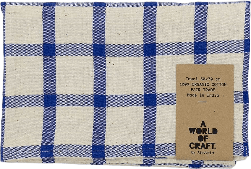 Eco Kitcken Check Blue Handduk, Offwhite/Blå, från A World of Craft, i färgen Offwhite/Blå.