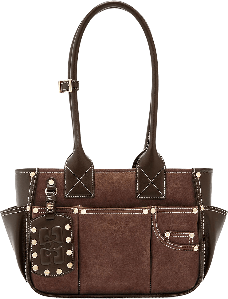 Posy Small Recycled Suede, från GANNI, i färgen Chicory Coffee.