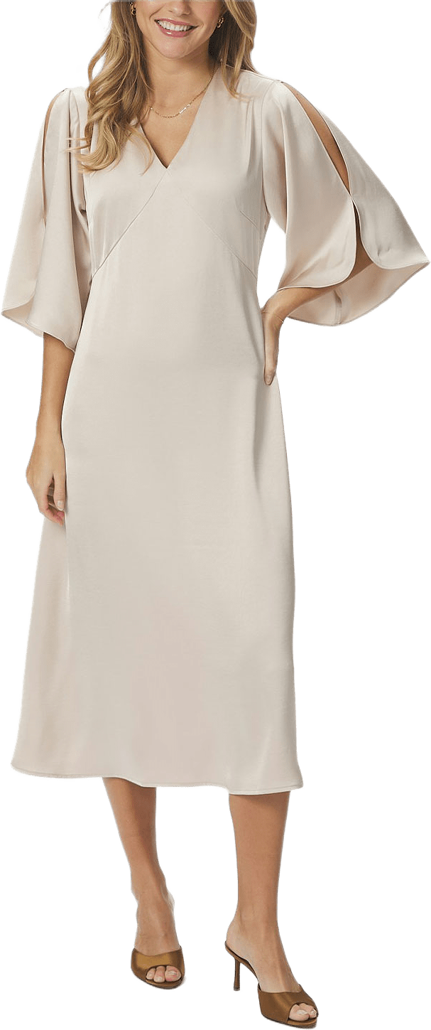 Remara Heavy Sateen Dress, från Neo Noir, i färgen Champagne.