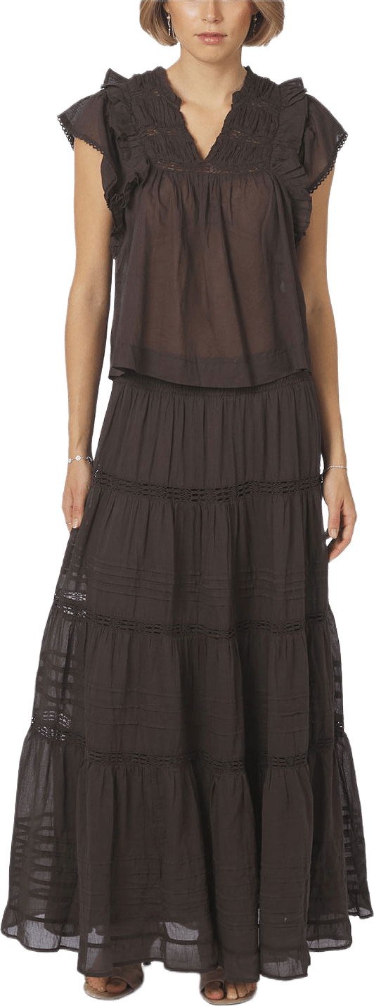 Felicia S Voile Skirt, från Neo Noir, i färgen Dark Brown.