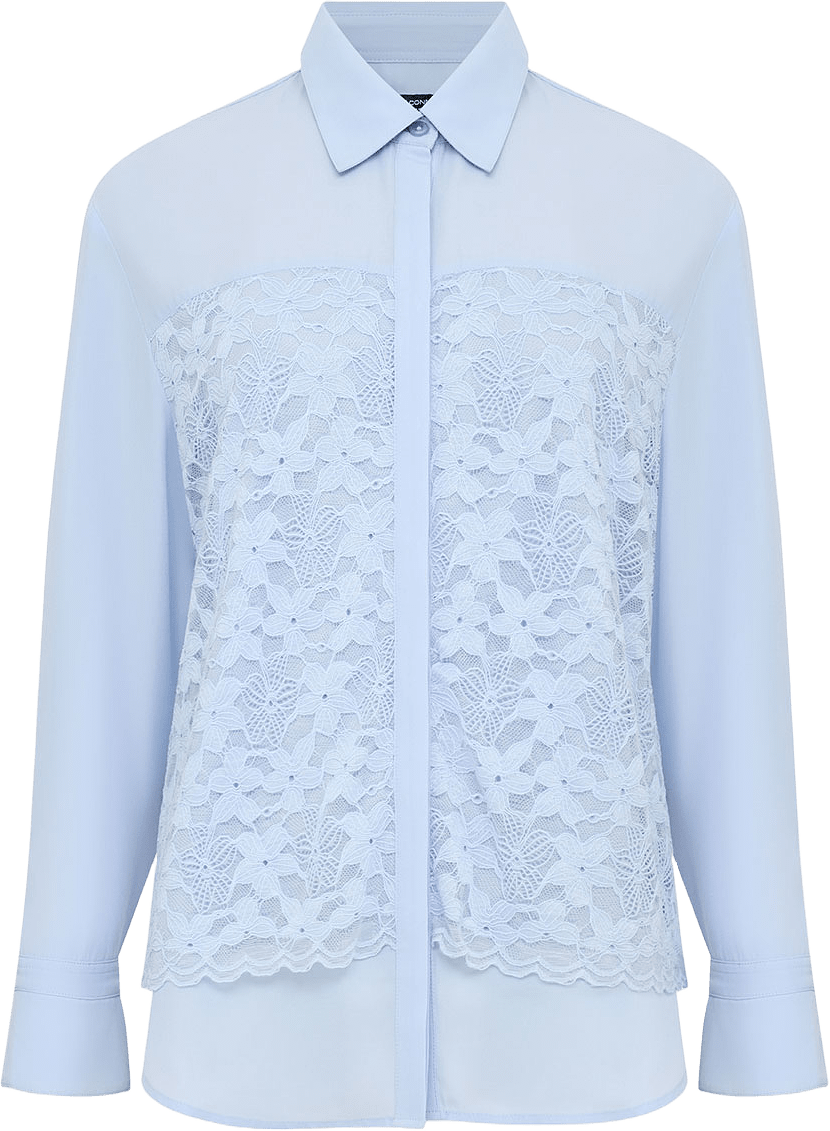 Mila Georgette Lace Layered Shirt, från French Connection, i färgen Pretty Blue.