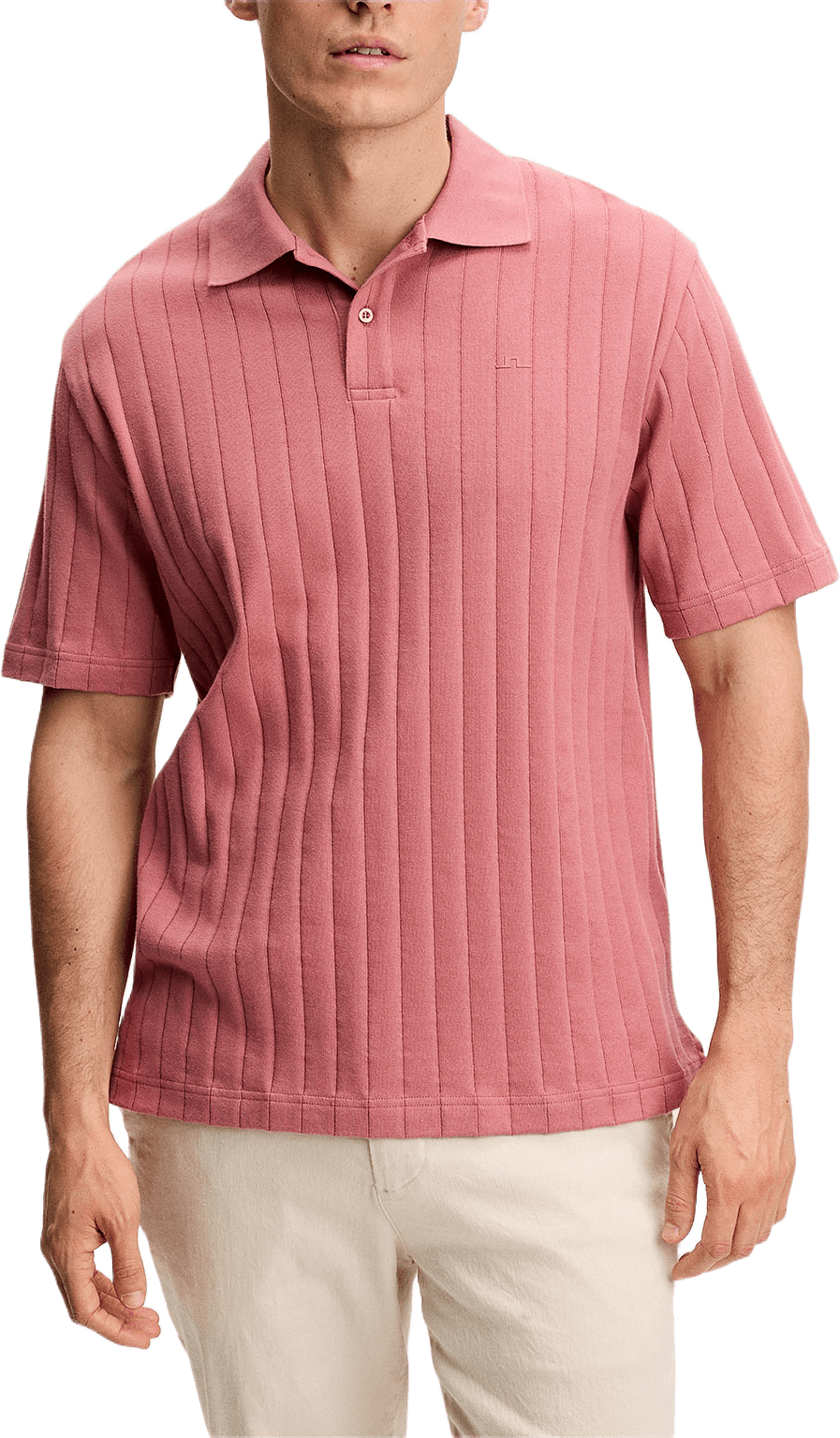 Simon Stripe Polo, från J.Lindeberg, i färgen Withered Rose.