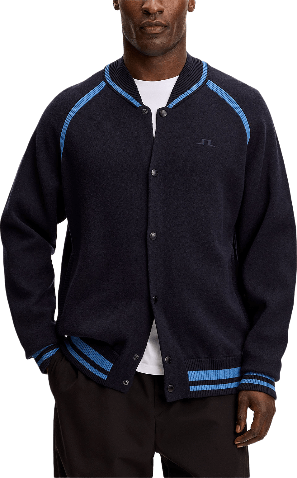 Stanley Jacquard Knit Bomber, från J.Lindeberg, i färgen Jl Navy.
