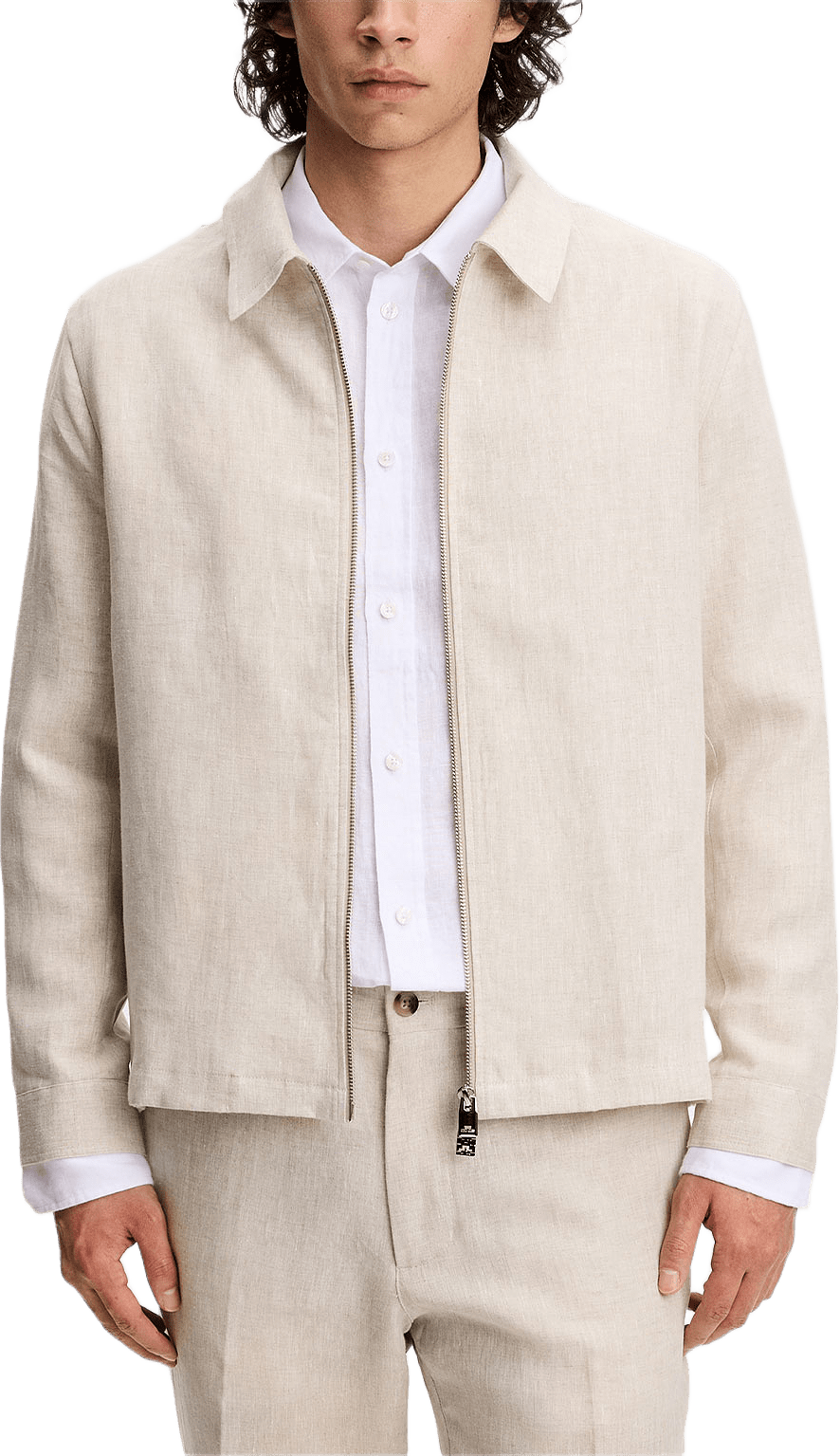 Julius Drape Linen Overshirt, från J.Lindeberg, i färgen Moonbeam.