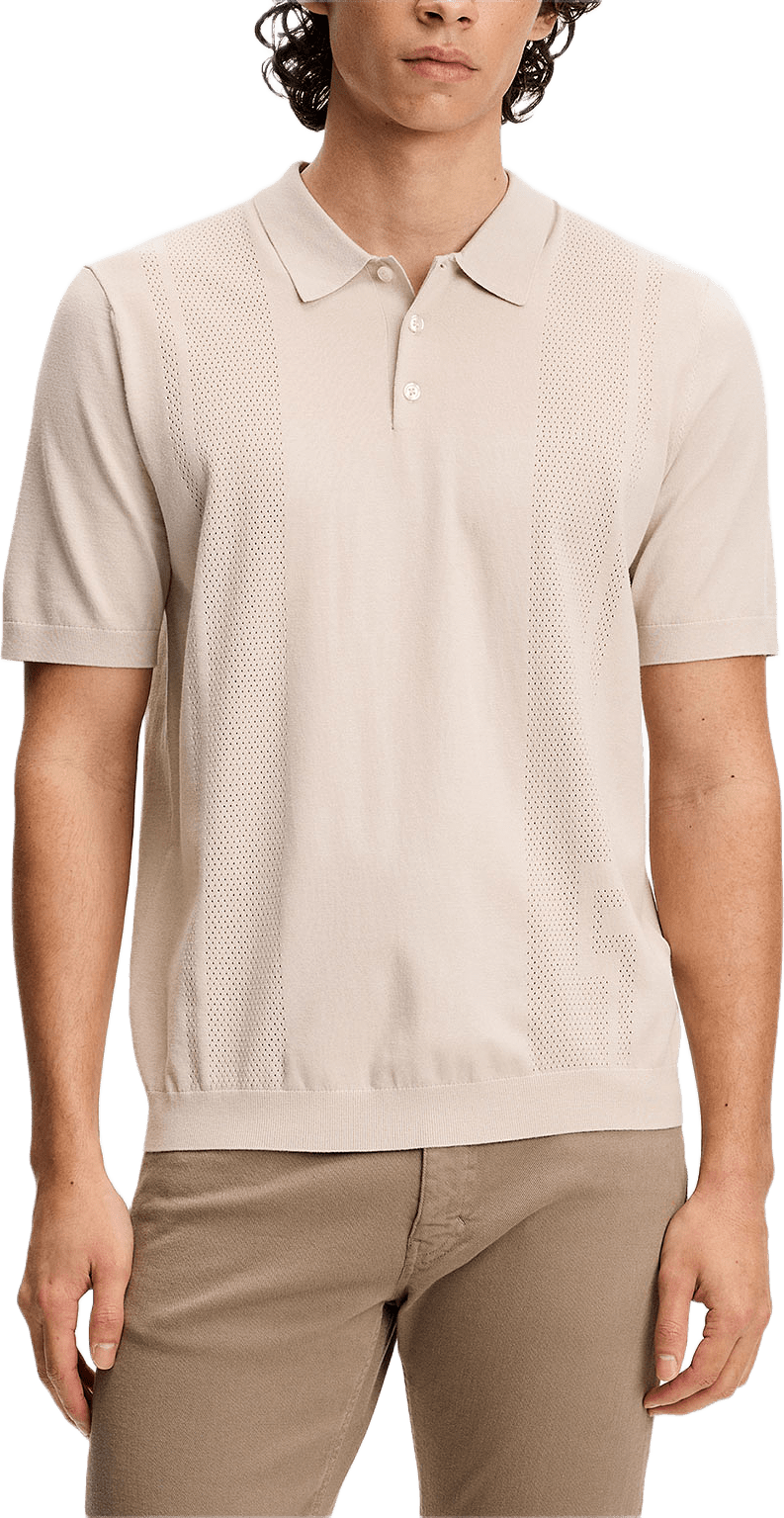 Reymond Seasonal Knit Polo, från J.Lindeberg, i färgen Moonbeam.