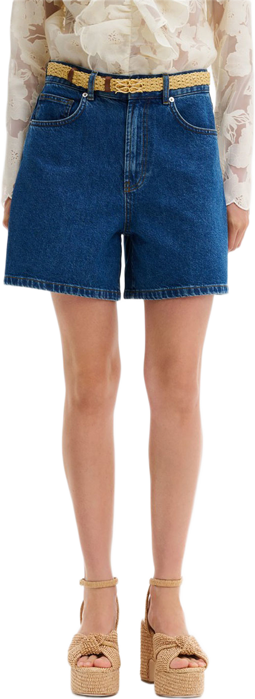 Solene High Rise Denim Shorts, från Malina, i färgen Dark Blue Wash2.