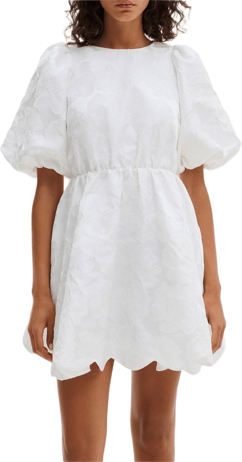 Elina Scalloped Detail Mini Dress, från Malina, i färgen White2.