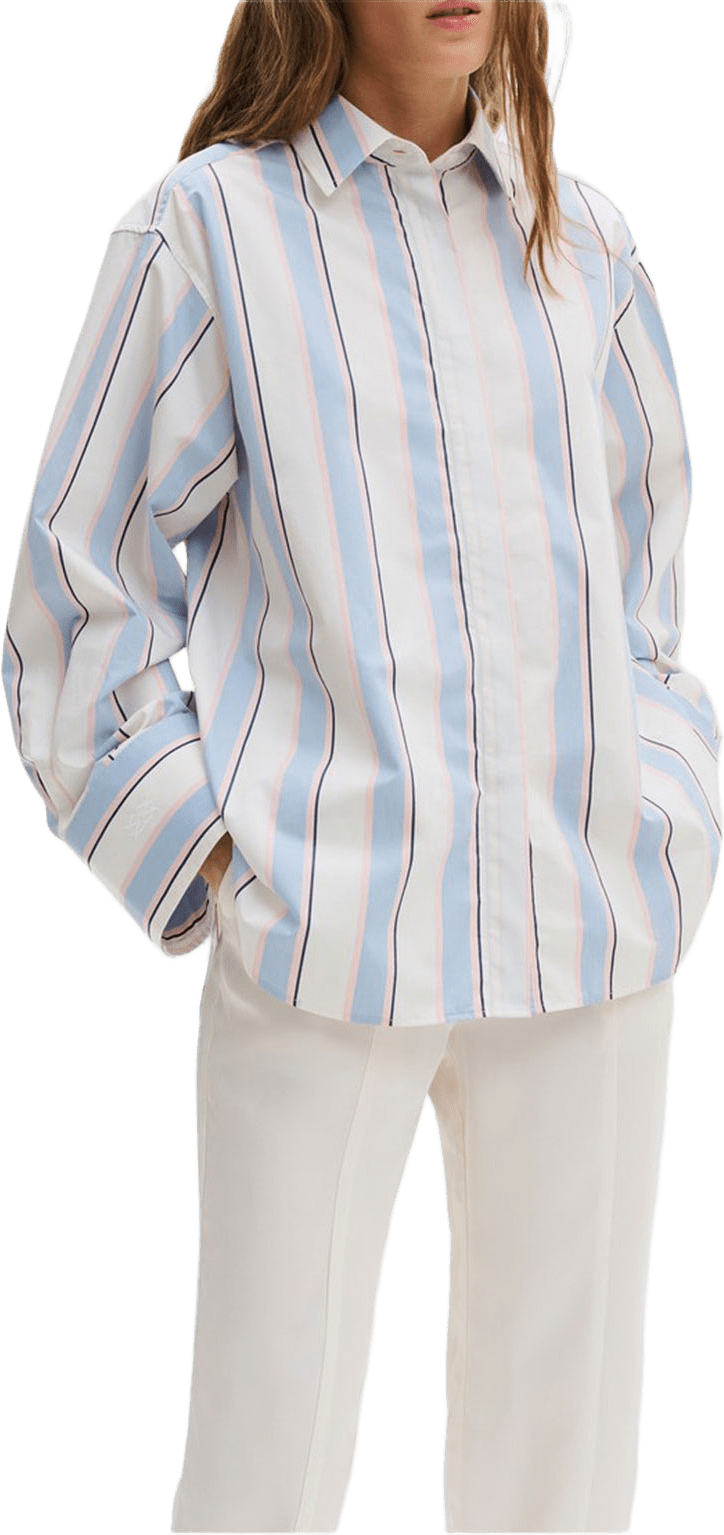 Klassisk Poplinskjorta, från Malina, i färgen Sky Blue Stripe1.