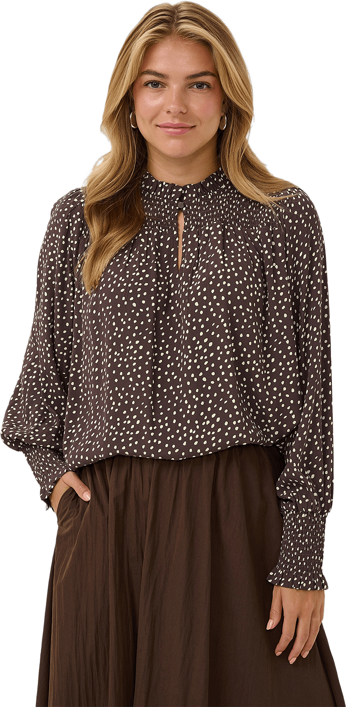 MalikaSZ Blouse, från Saint Tropez, i färgen Chocolate Brown Ice Drea Dot.
