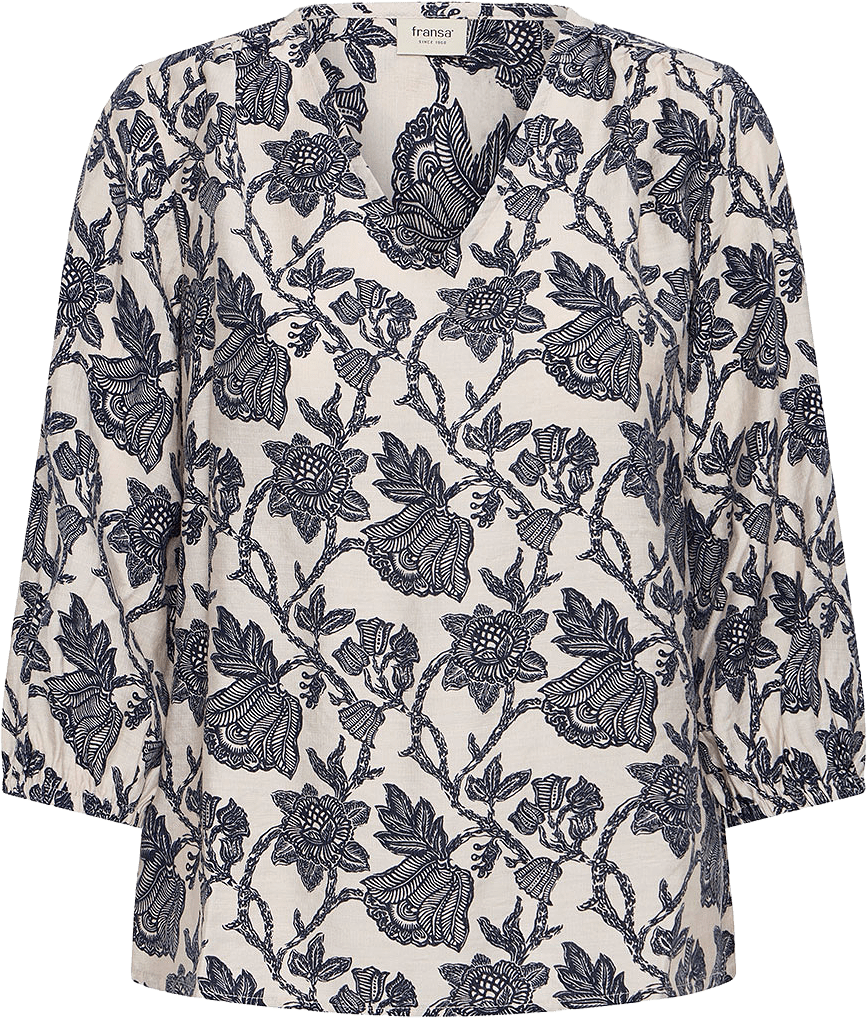 FRARIANA Blouse, från Fransa, i färgen S. Bloom Gray Morn.