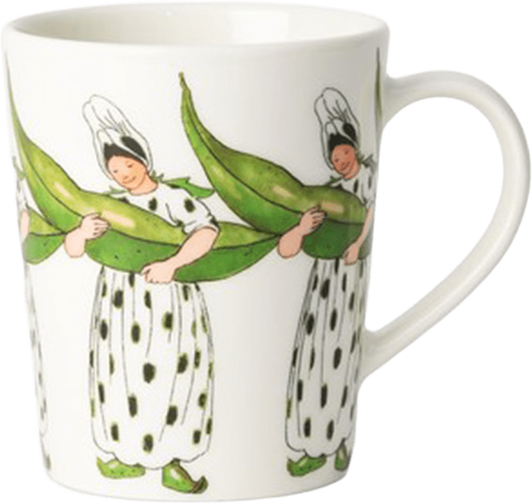 Elsa Beskow Mugg med handtag 28 cl - Fru Bondböna, från Design House Stockholm, i färgen White.