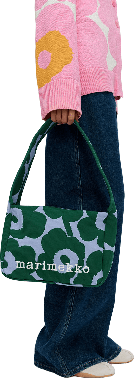Knitted Shoulderbag Unikko, från Marimekko, i färgen Dark Green, Blue.