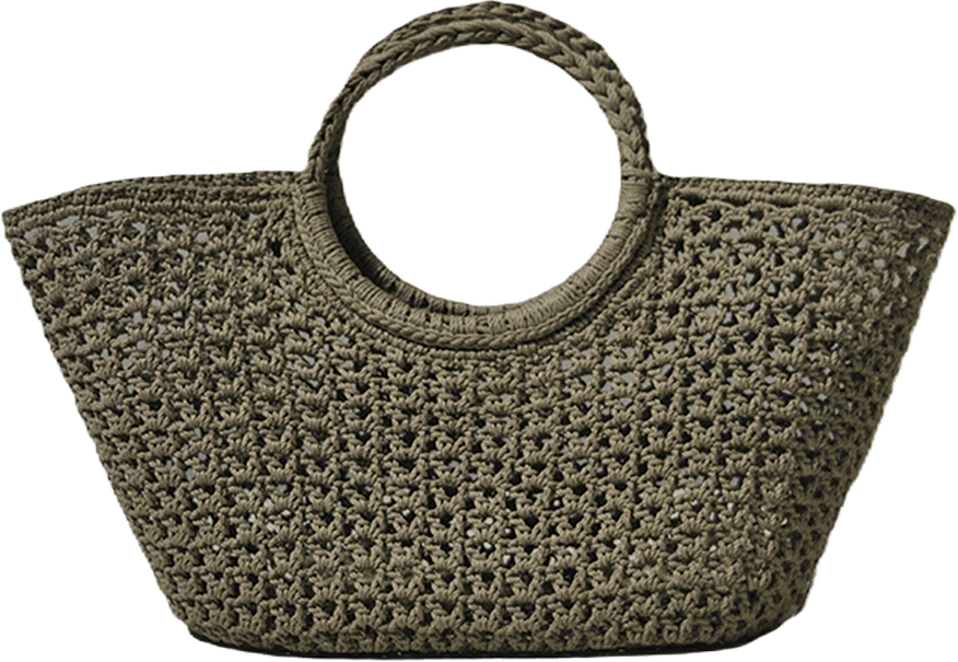 Round Handle Crochet Basket Small Sand, från Ceannis, i färgen Sand.