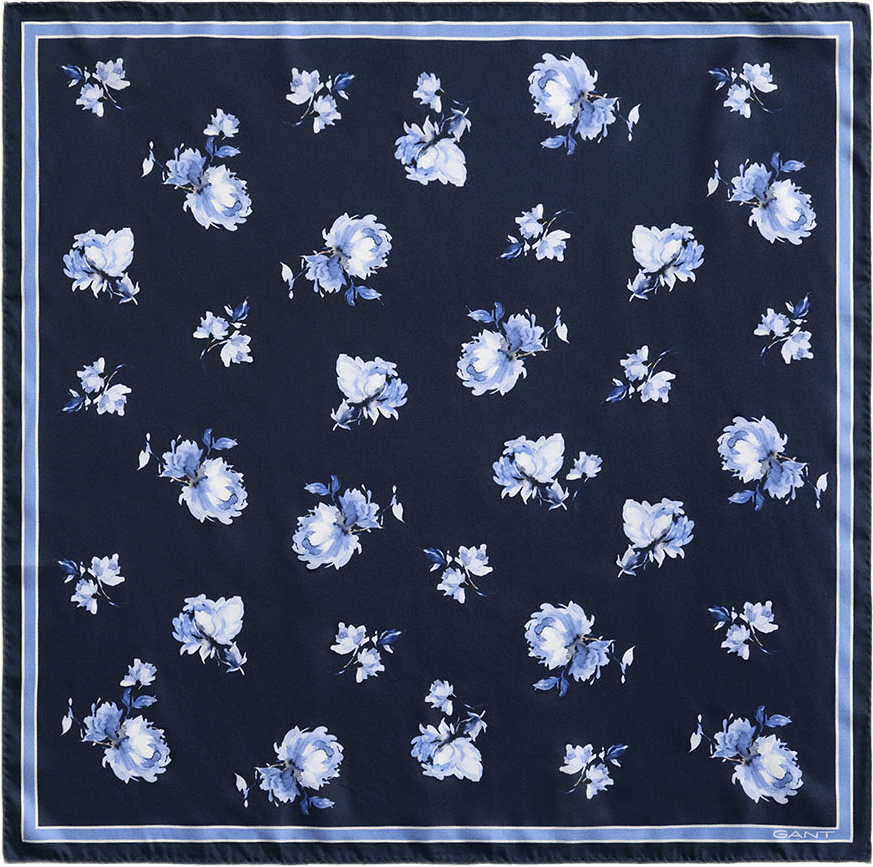 Floral Print Silk Scarf, från GANT, i färgen Evening Blue.