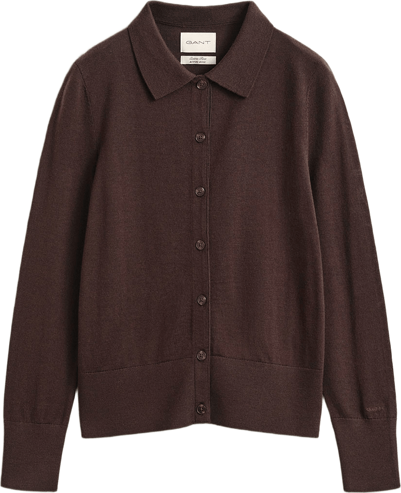 Extra Fine Merino Wool Cardigan, från GANT, i färgen Deep Brown.