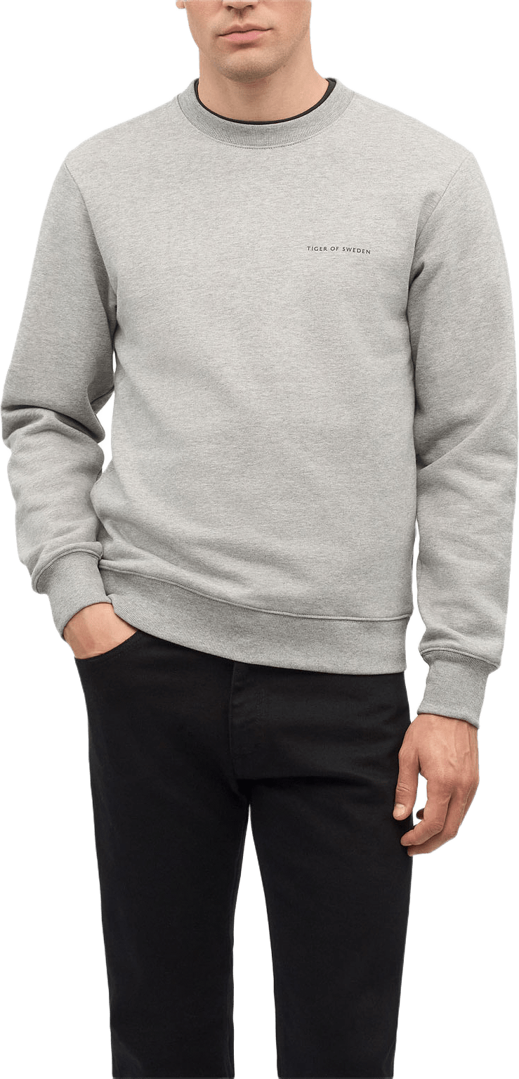 Emerson Jerseybomullströja, från Tiger of Sweden, i färgen Med Grey Mel.