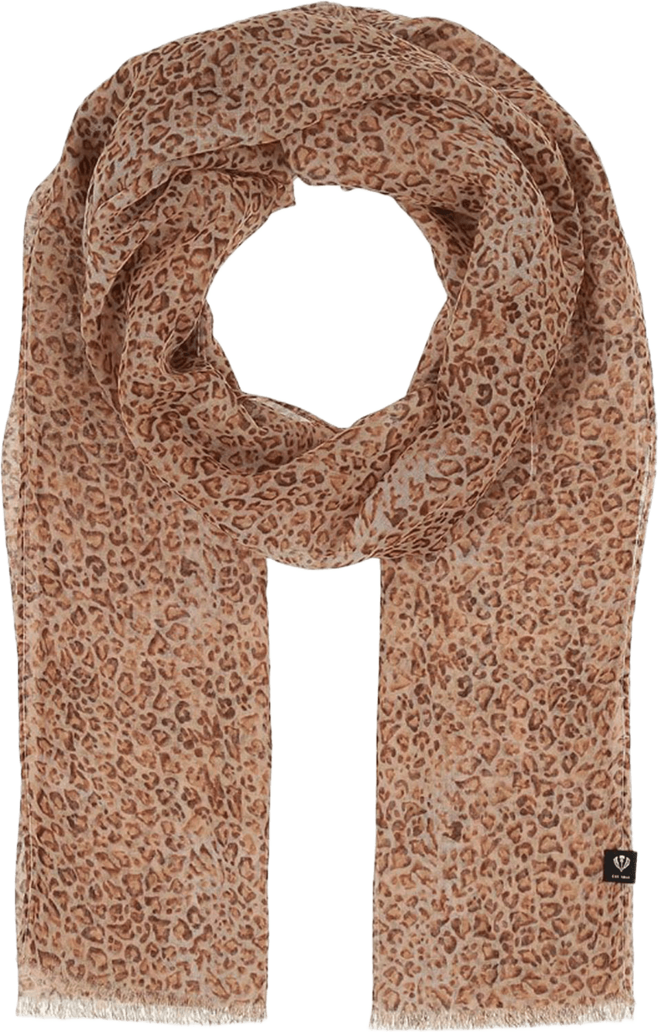 Mönstrad Sjal 50x50 cm, från Fraas, i färgen Camel.