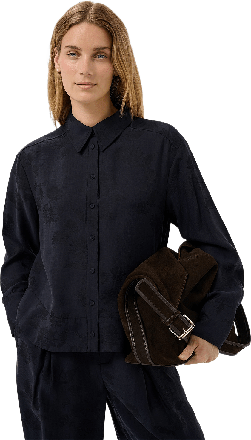 CarollaPW Shirt, från Part Two, i färgen Dark Navy Flower Jaquard.