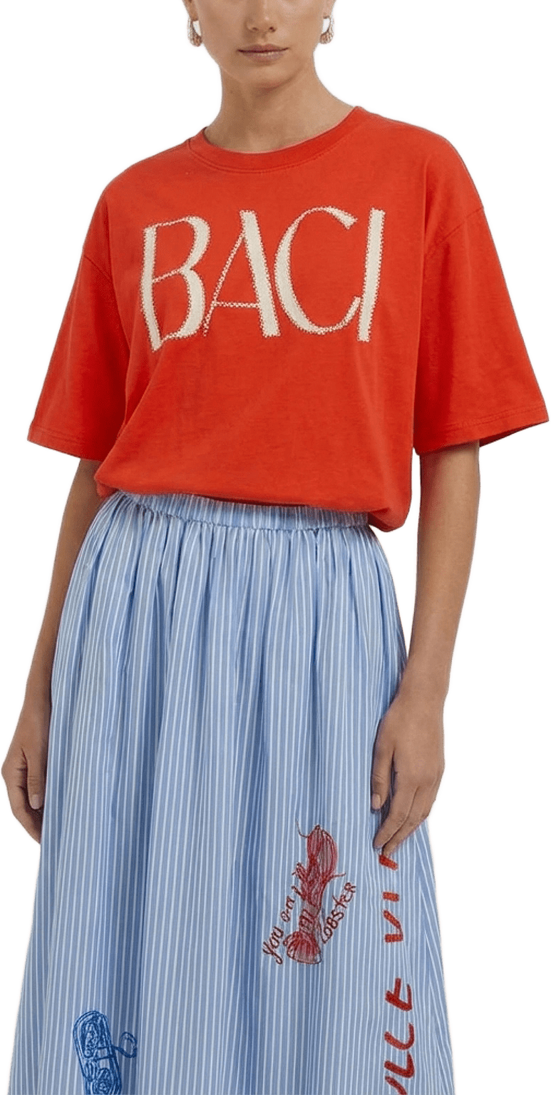 T-shirt BACI, från Oui, i färgen Red Alert.