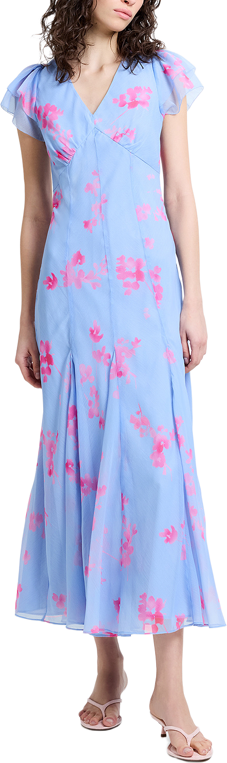 Myla Emina Chiffon Tea Dress, från French Connection, i färgen Blue Multi.