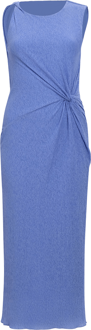 Kiama Plisse Side Twist Midi Dress, från French Connection, i färgen Light Azure Blue.
