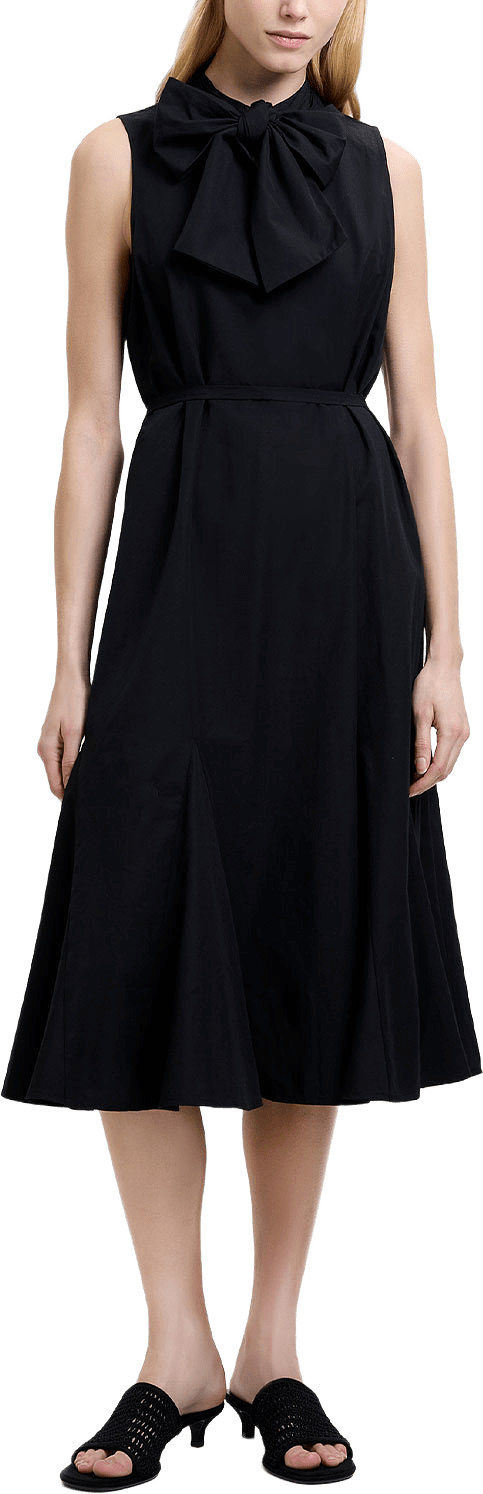 Era Poplin Godet Bow Midi Dress, från French Connection, i färgen Black.