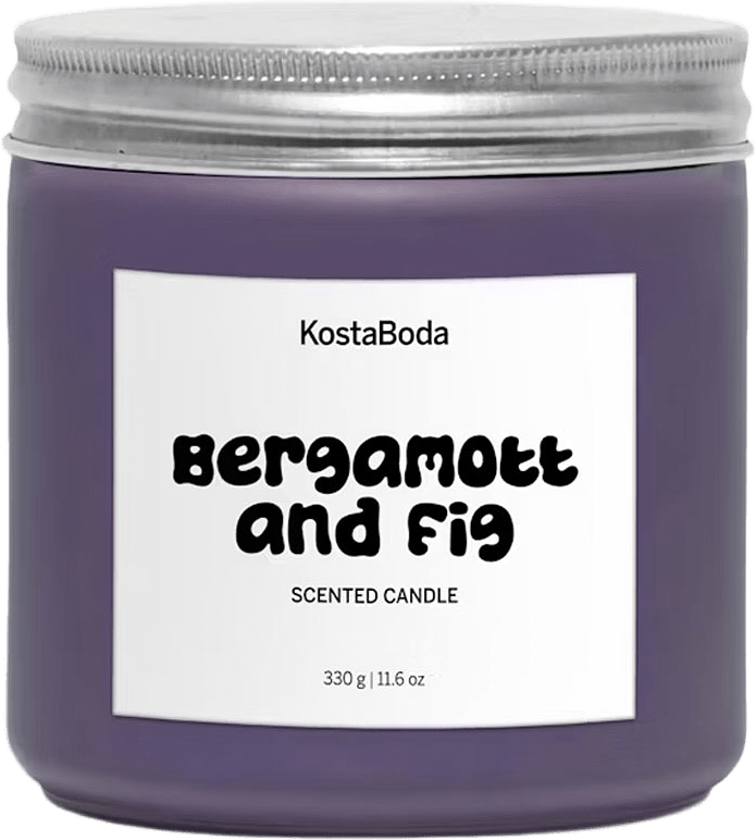 Mind doftljus 330gr Bergamott & Fig, från Kosta Boda, i färgen Lila.