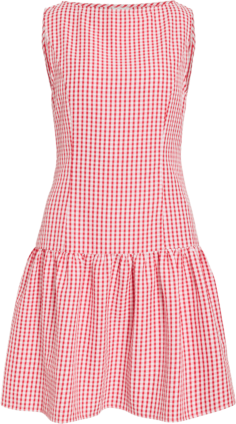Viterni Boatneck Dress, från Vila, i färgen Snow White Red Checks.