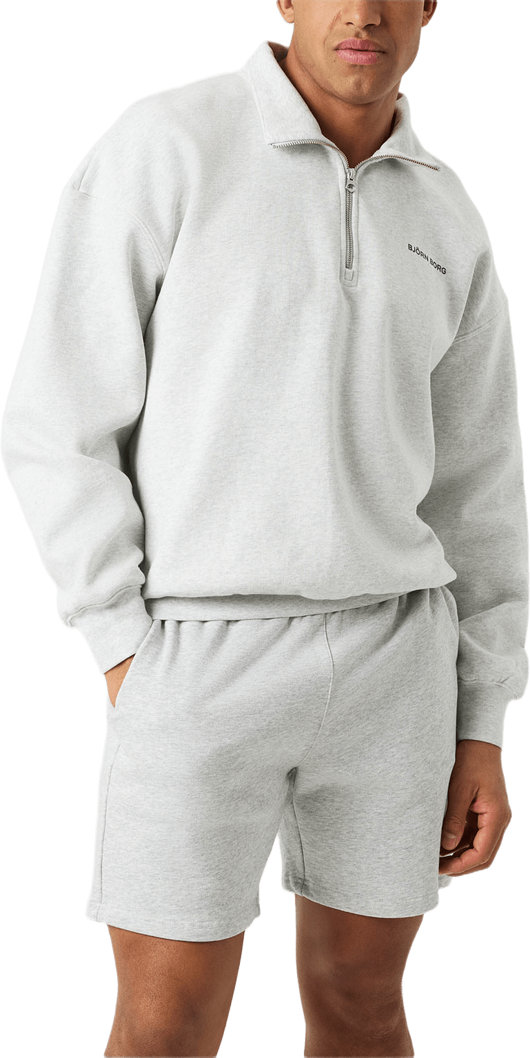Borg Oversized Half-Zip, från Björn Borg, i färgen Ultra Light Grey Melange.