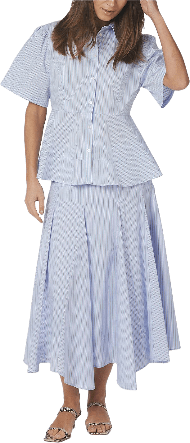Janelle Stripe Shirt, från Neo Noir, i färgen Blue/Brown Stripe.