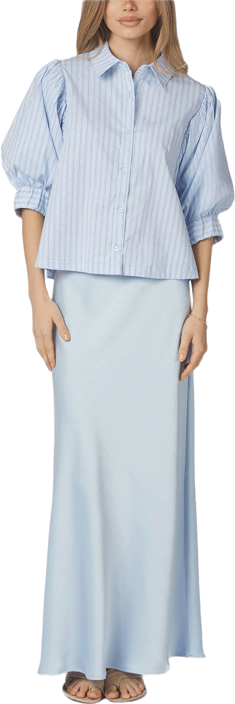 Etta Stripe Stone Shirt, från Neo Noir, i färgen Light Blue.