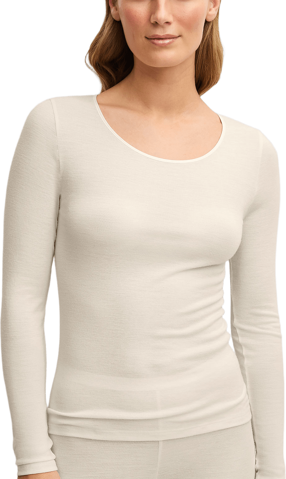 Ull Siden Tröja True Confidence 15530, från Calida, i färgen Pearl Cream.