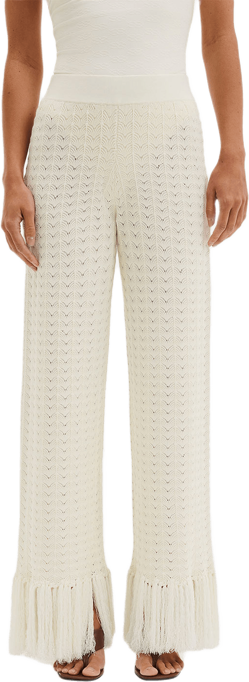 Alycia Knitted Fringe Pants, från Malina, i färgen White.
