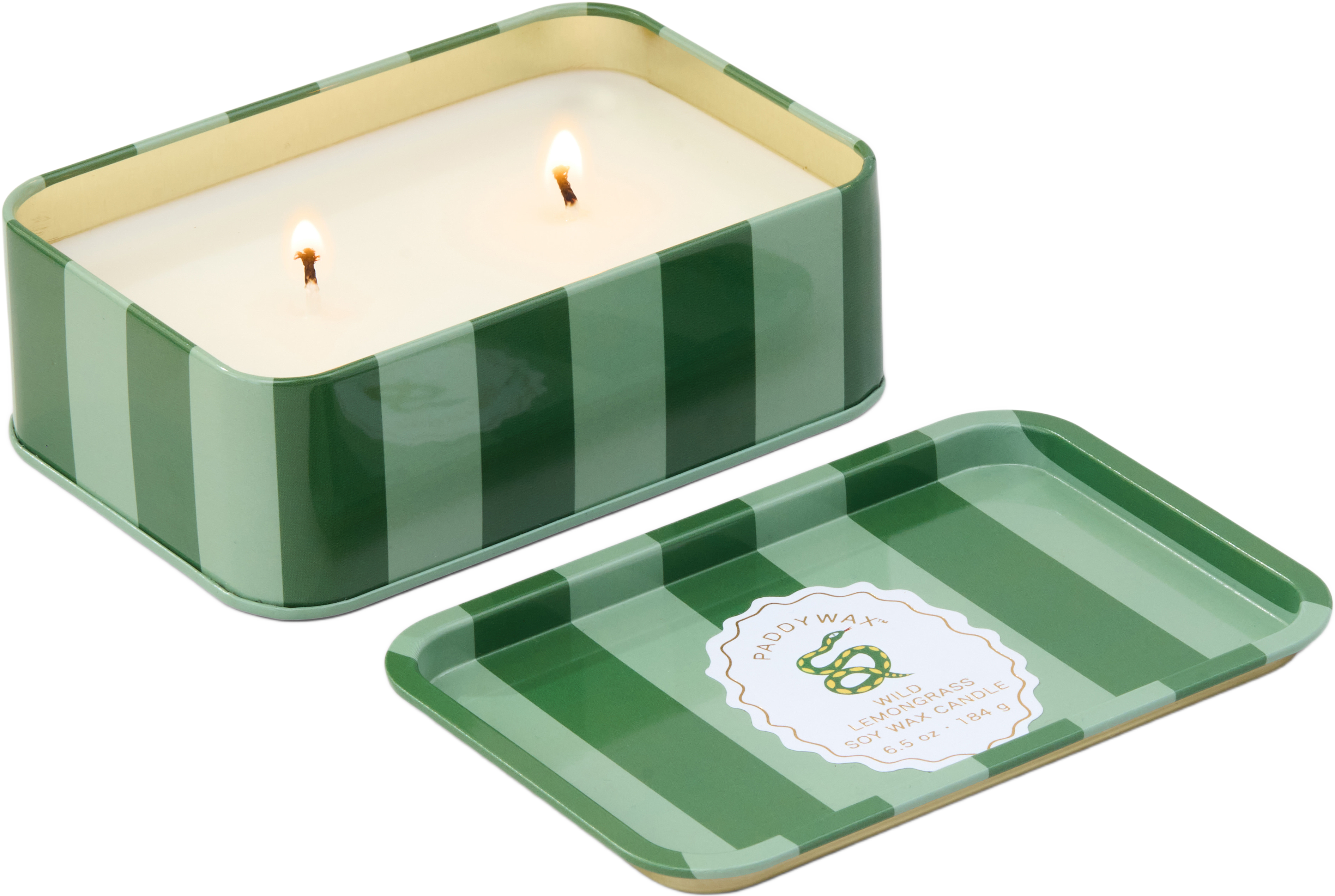 Doftljus plåtask AdopoSnake Printed Tin Candle - Wild Lemongrass, från Paddywax.