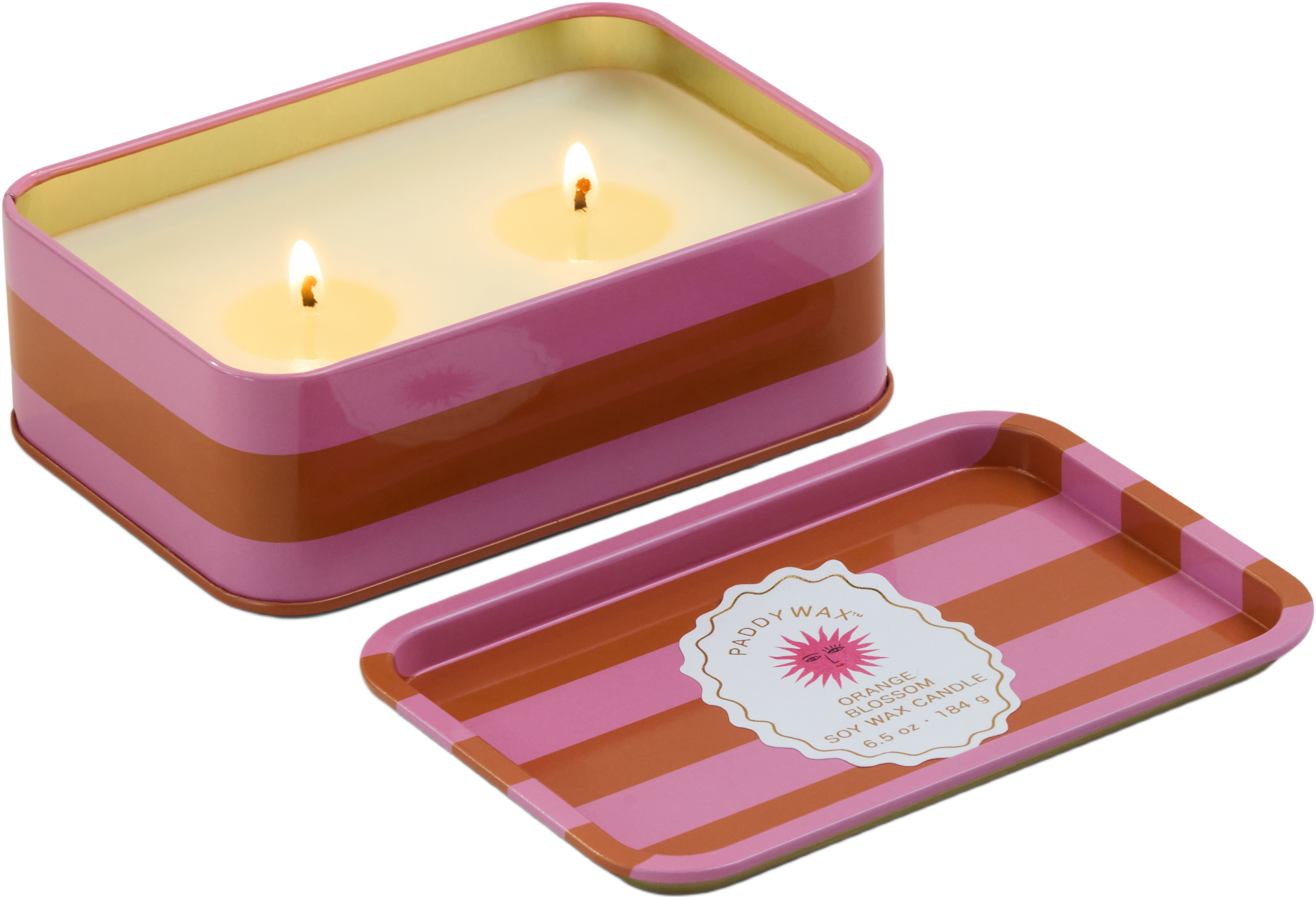 Doftljus plåtask Adopo Sun Printed Tin Candle - Orange Blossom, från Paddywax.