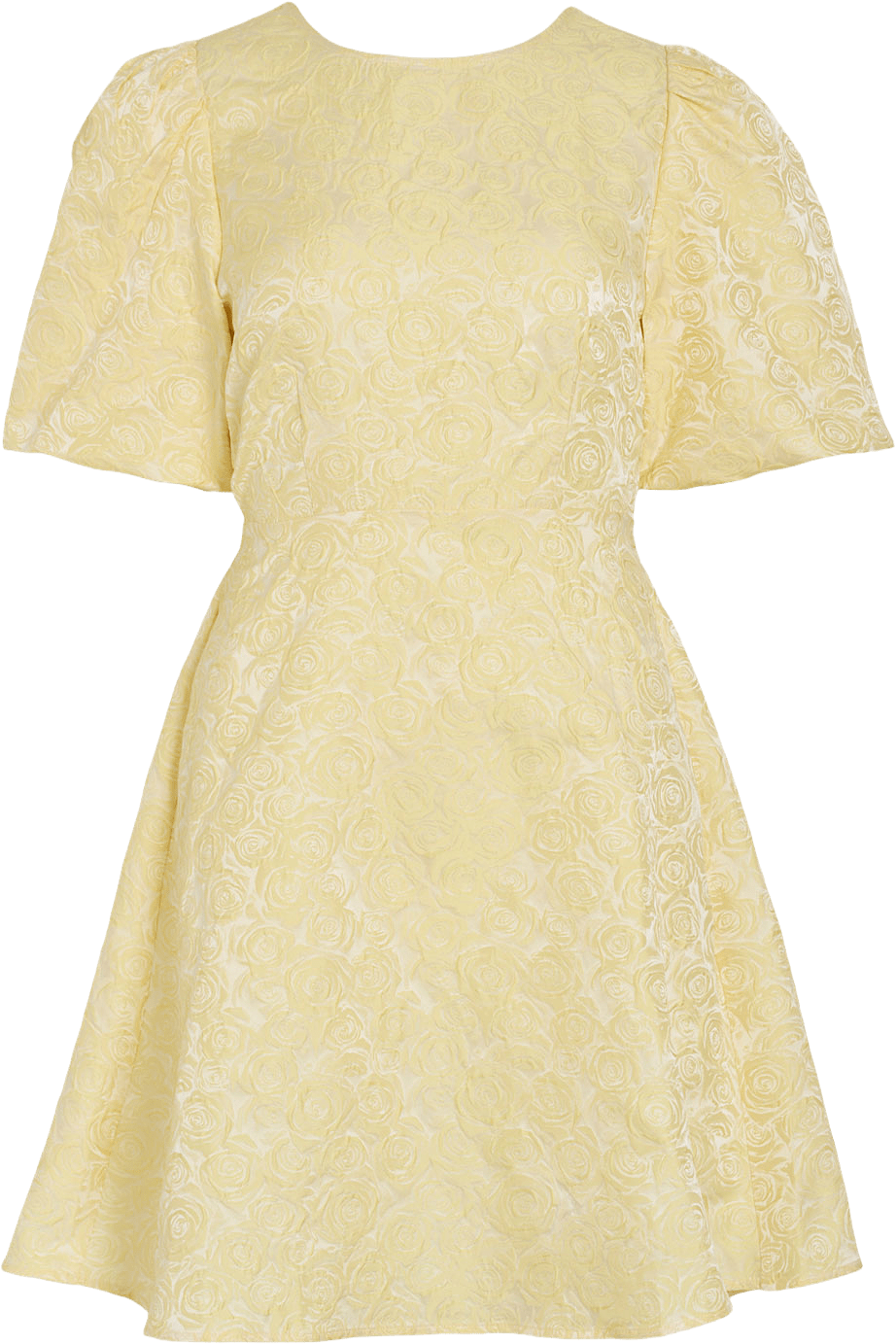 Viroberta O-Neck Short Dress, från Vila, i färgen Pastel Yellow Roses.
