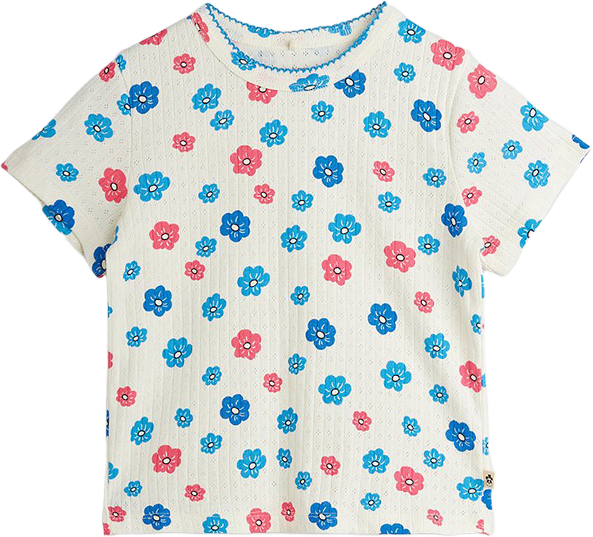 Flowers Pointelle T-shirt, från Mini Rodini, i färgen Multi.