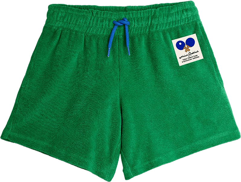 Table Tennis Patch Terry Shorts, från Mini Rodini, i färgen Green.
