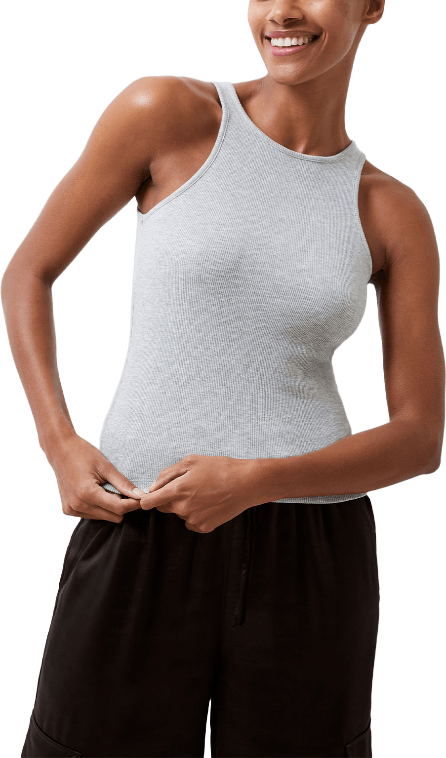 Rassia Sheryle Ribbed Tank, från French Connection, i färgen Grey Mel.
