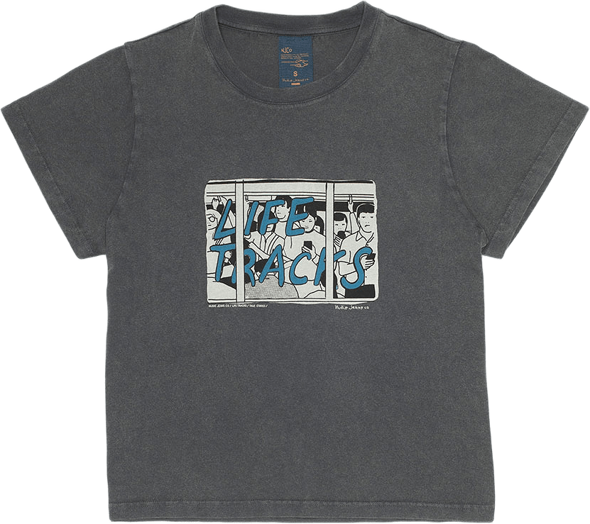 Frankie T-Shirt Life Tracks II, från Nudie Jeans, i färgen Antracite.