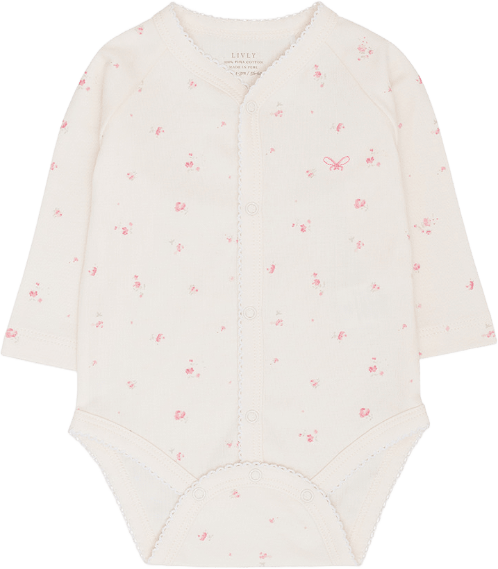 Rose Garden Full Snap Body, från Livly, i färgen Ivory.