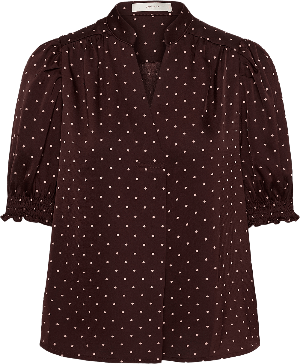 ZaniaIW Blouse, från Inwear, i färgen Brown Bordeaux Small Dot.