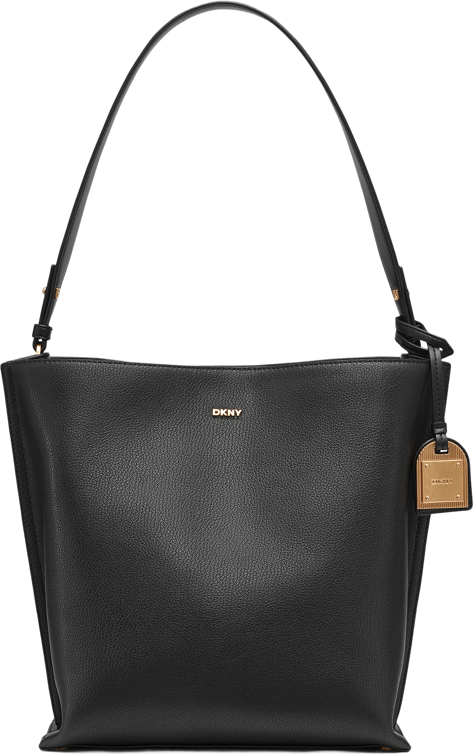 Alya Satchel Bucket Bag, från DKNY, i färgen Blk/Gold.