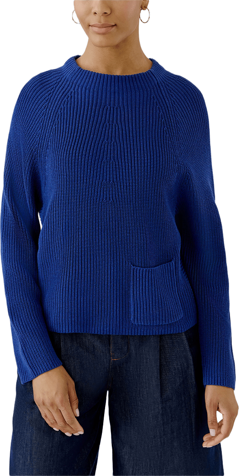Stickad tröja, från Oui, i färgen Royal Blue.