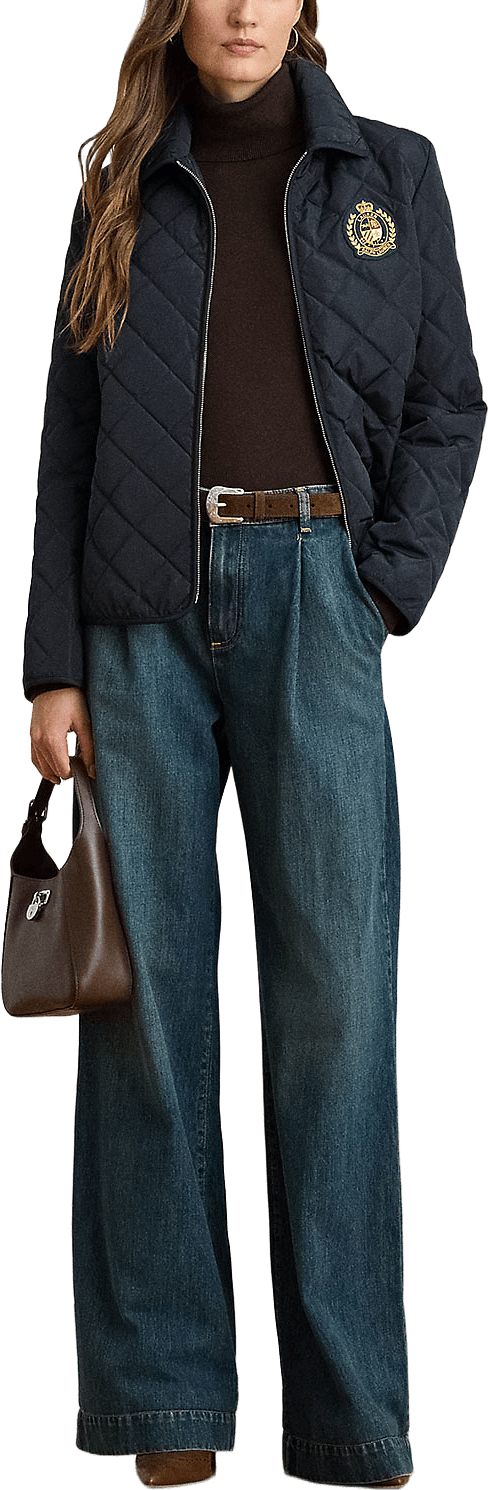 Crest-Patch Diamond-Quilted Jacket, från Lauren Ralph Lauren, i färgen Dk Navy.