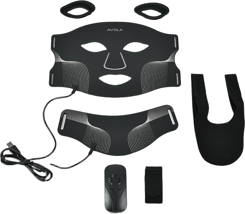 LED-mask för ansikte och hals, från AVOLA, i färgen Black.