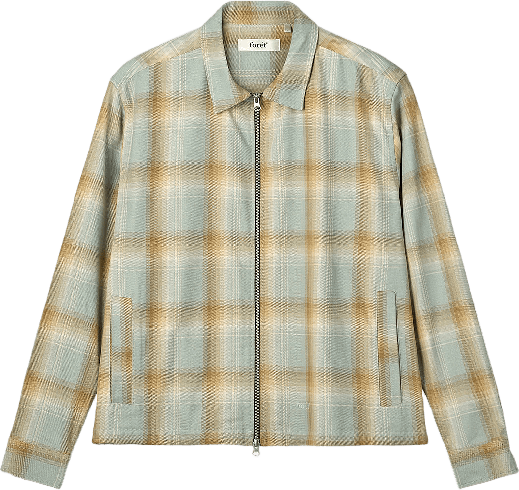 Loft Zip SHirt, från Forét, i färgen Green Oxide Check.