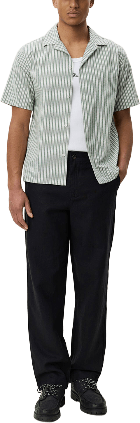 Stripe Cotton-Linen Shirt, från LES DEUX, i färgen Artichoke Green.