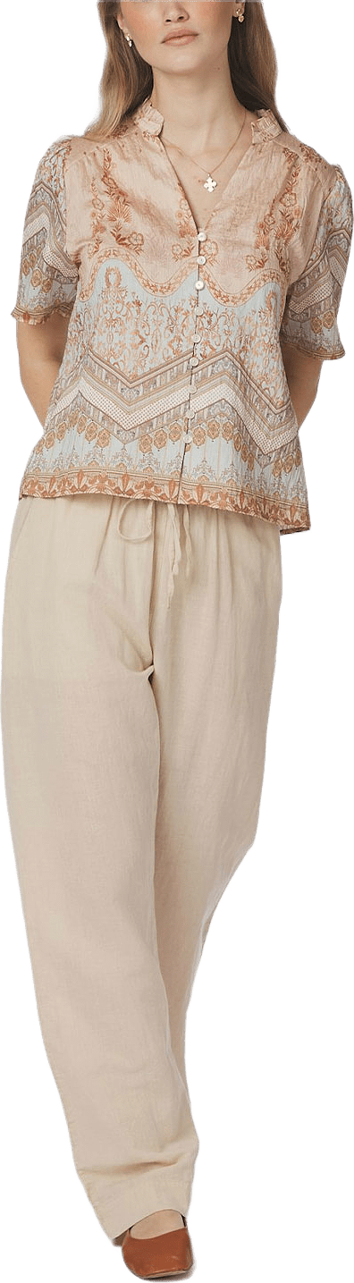 Torana Flower Border Blouse, från Neo Noir, i färgen Flower Peach.
